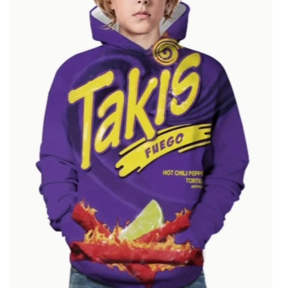 Snack 3D Print Boys Casual Pullover Long sleave hoodie